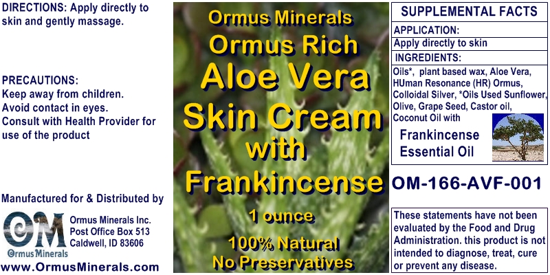 Ormus Minerals Ormus Rich Aloe Vera Skin Cream with Frankincense